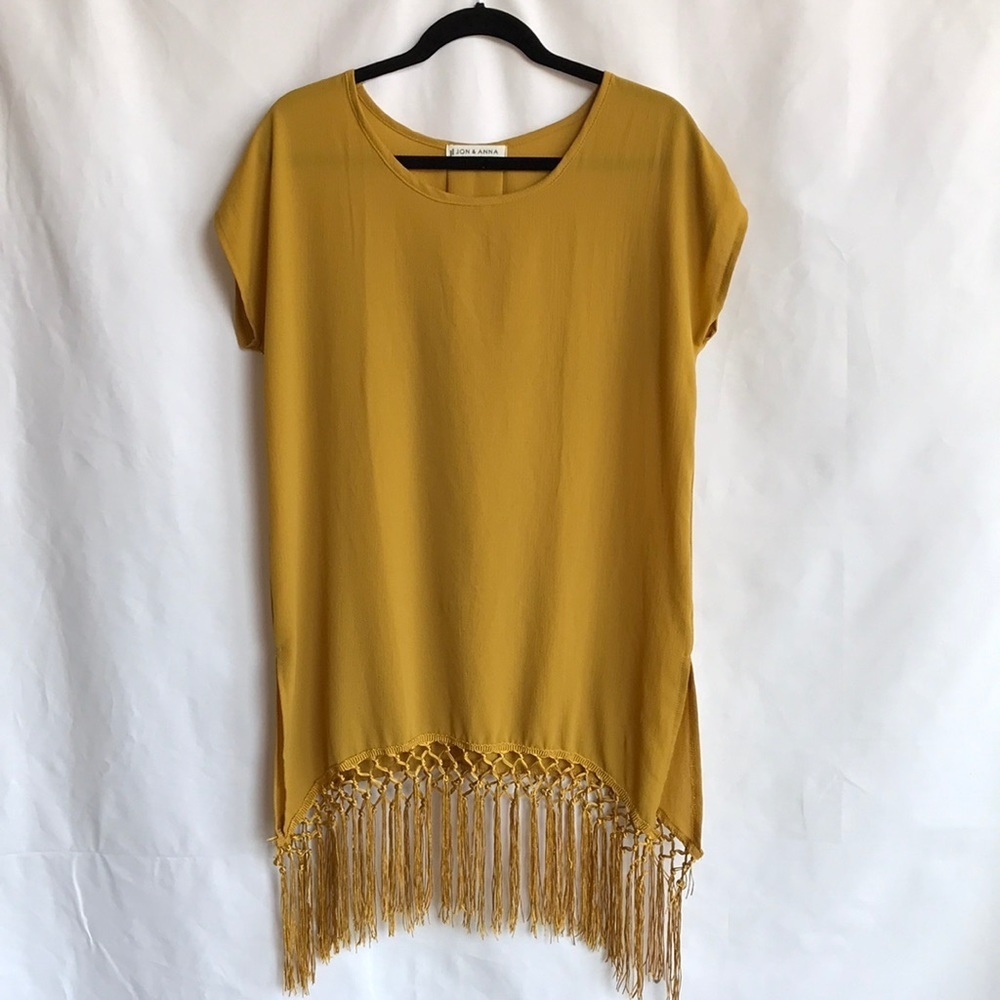 Jon & Anna Contemporary mustard fringe dress, M